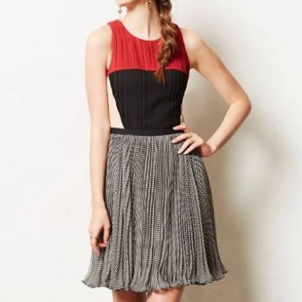 NWOT Anthropologie Color-block check dress
